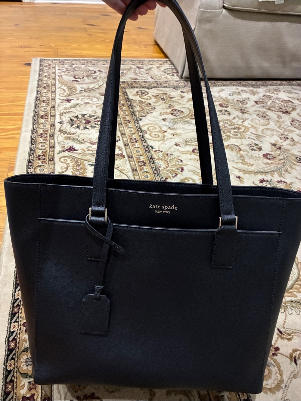 kate spade Black Saffiano Leather Tote with Luggage Tag - Picture 4 of 13
